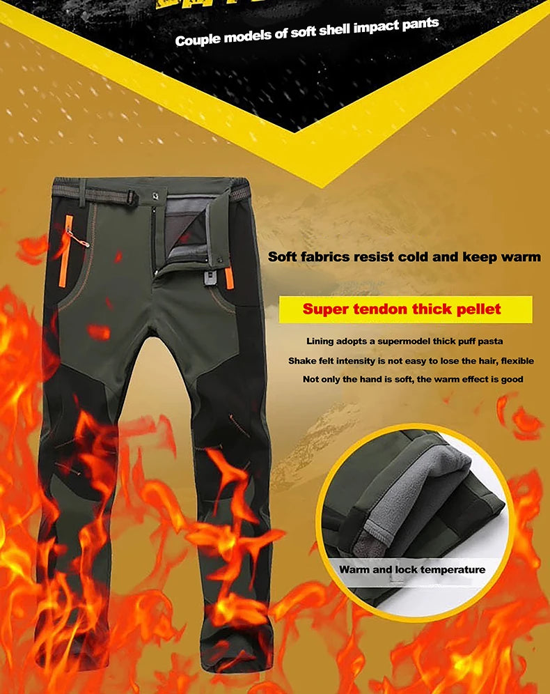 LNGXO Thick Warm Fleece Hiking Pants