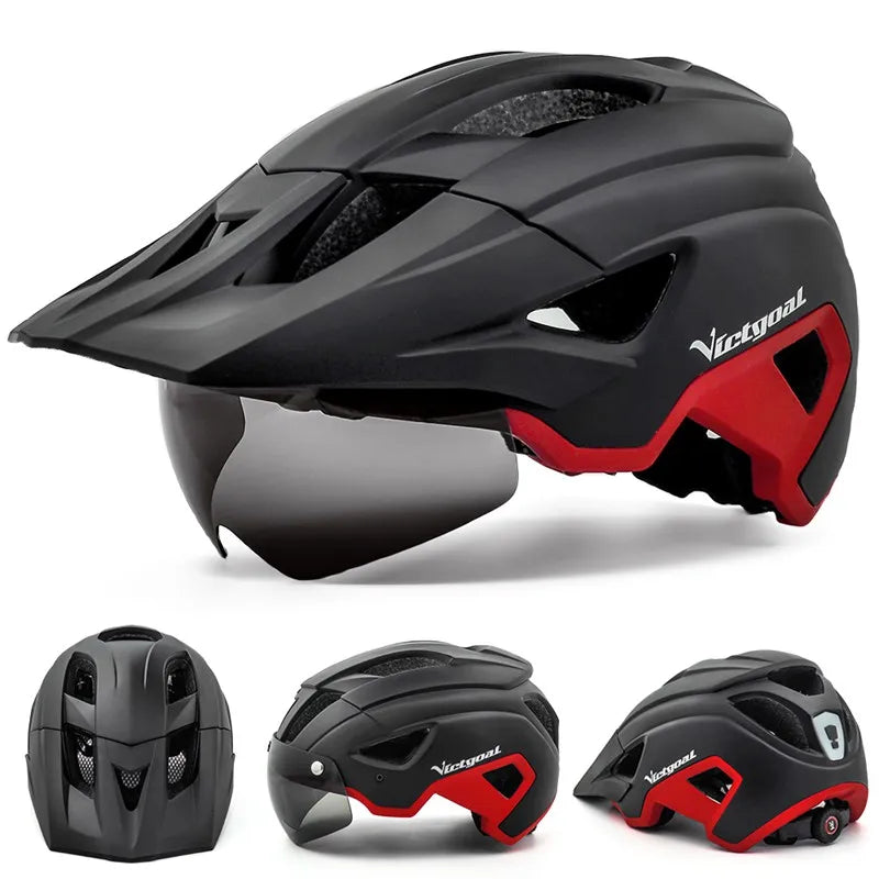 VICTGOAL LED Bike Helmet with Sun Goggle Visor: