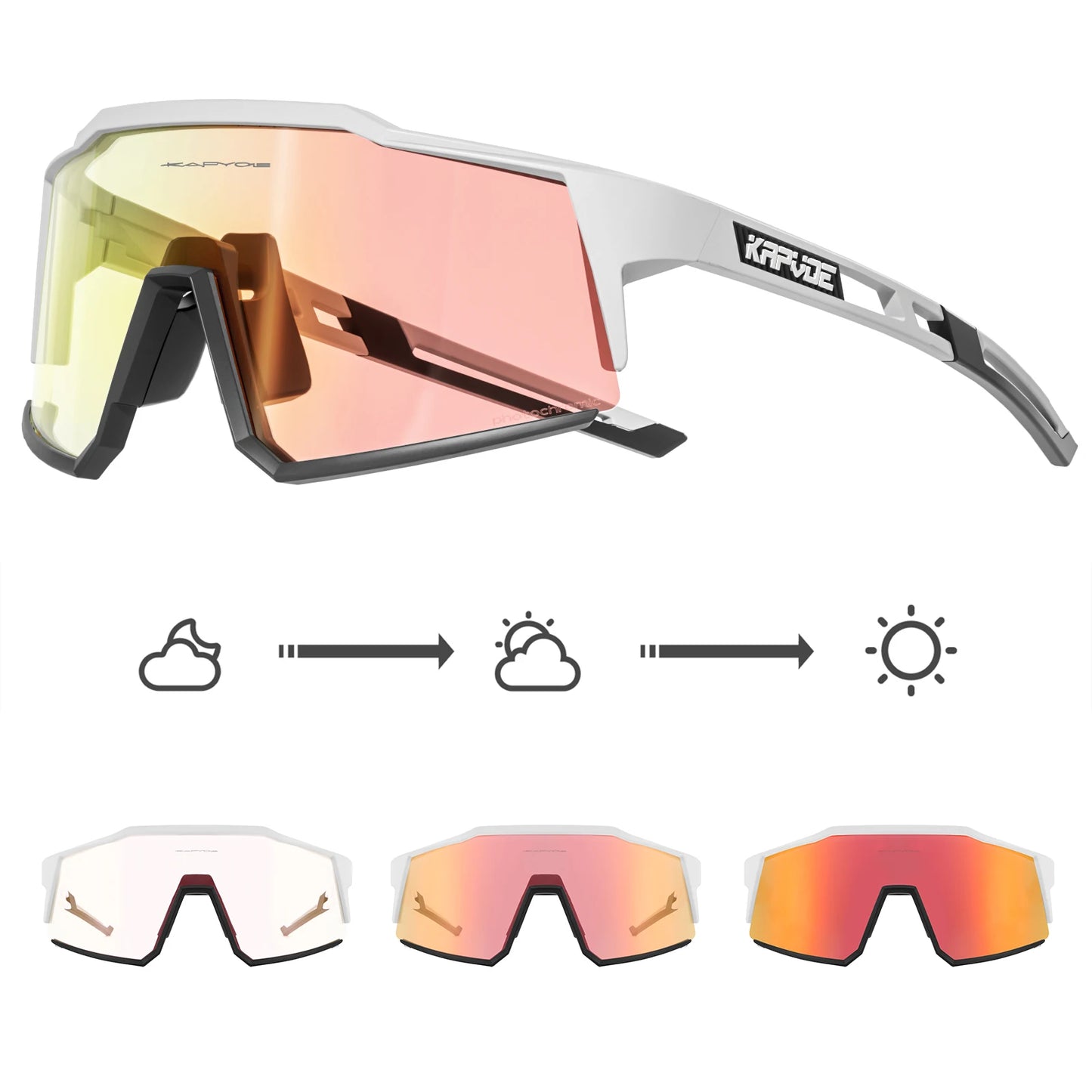 Kapvoe Photochromic Cycling Sunglasses for Men Cycl Glasses Mountain Bicycle Goggles Women Outdoor Sports Running UV400 Eyewear