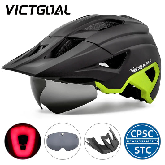 VICTGOAL LED Bike Helmet with Sun Goggle Visor: