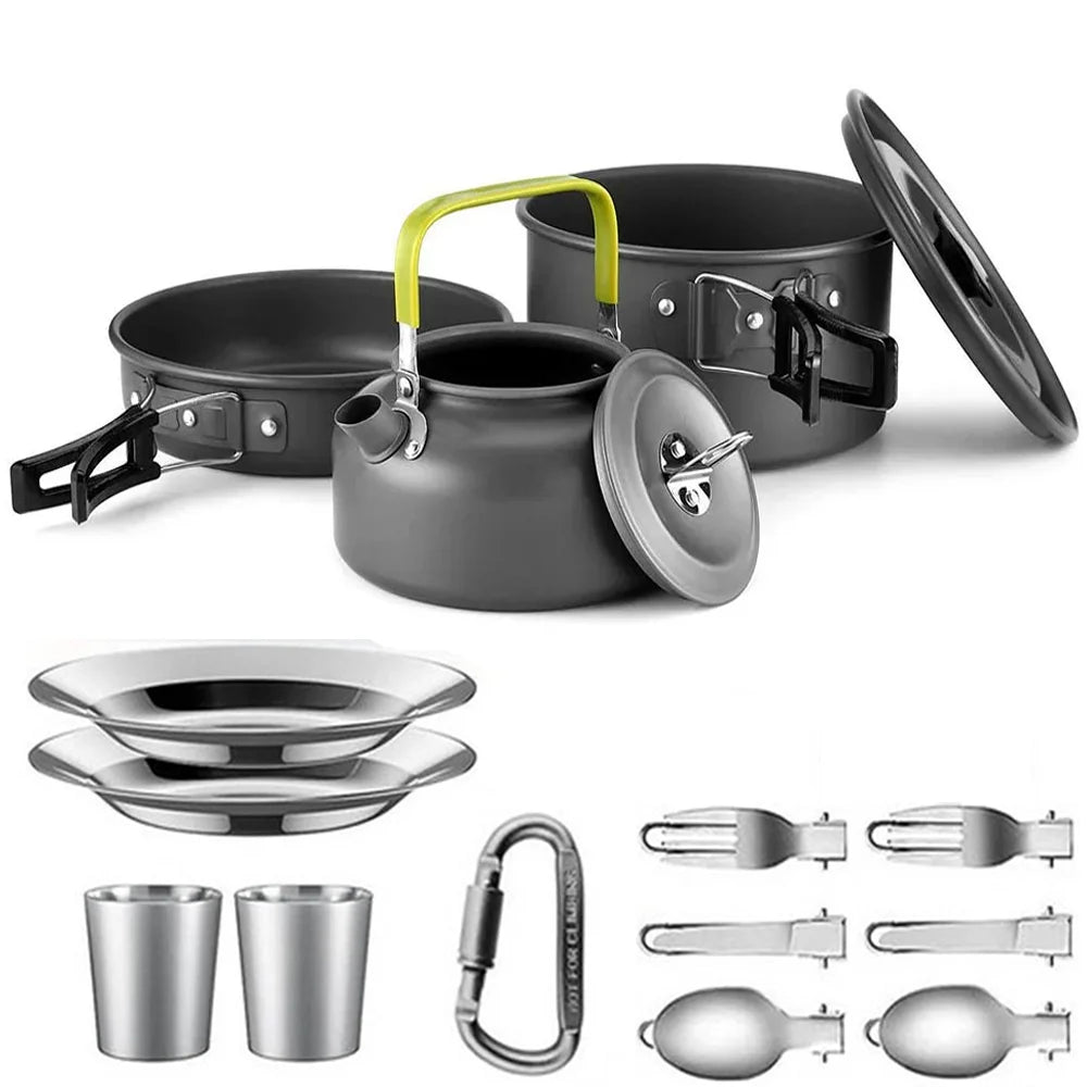 camping cookware set suitable for 2–3 people,