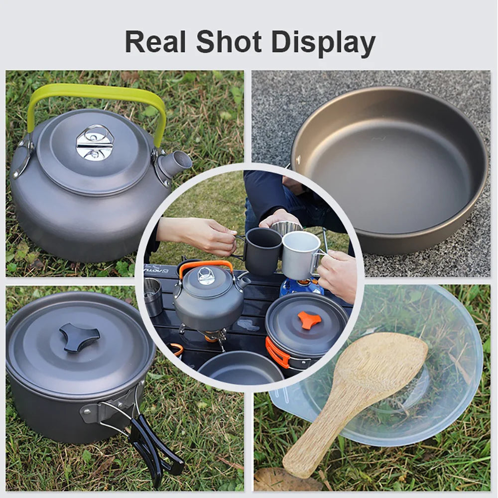 camping cookware set suitable for 2–3 people,