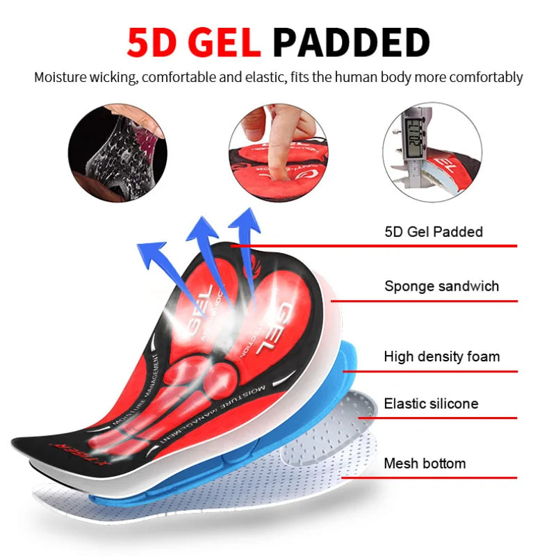 TIGER Men's Cycling Underwear Shorts with 5D Gel Pad: