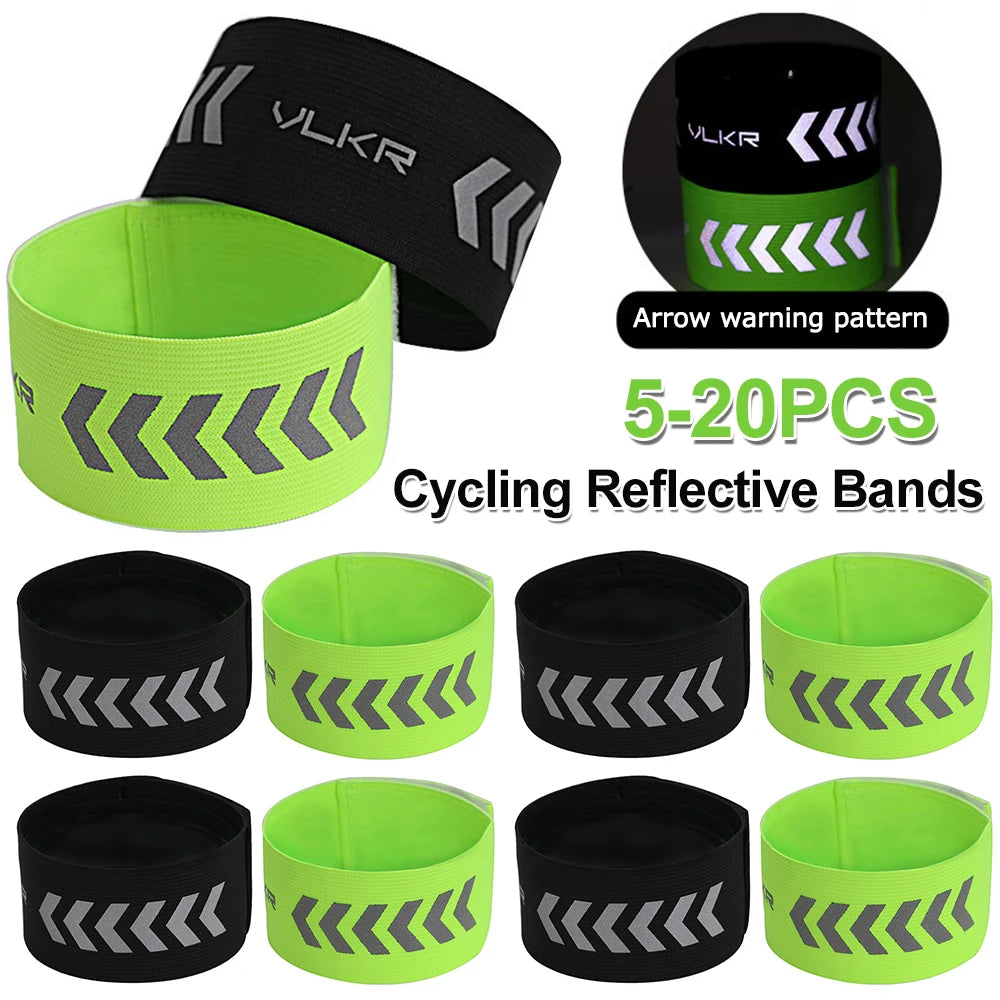 5-20PCS Reflective Beam Belts Multifunction Arm Ankle Leg Safety Bands for Cycling Durable Adjustable for Joggers Bikers Walkers