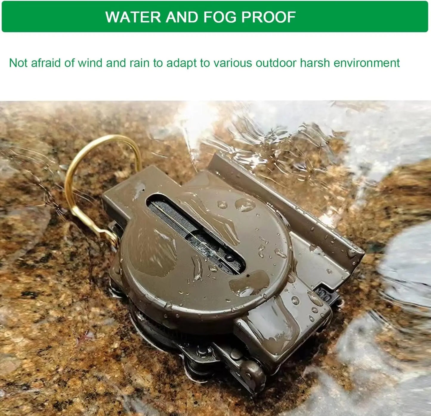 military-style sighting compass, which is a popular tool