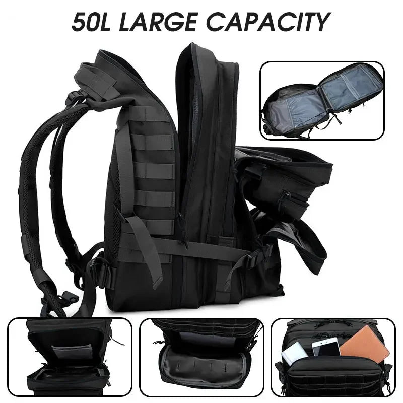 Multi-Functional Tactical Backpack – 50L / 35L / 25L | Waterproof & Large Capacity