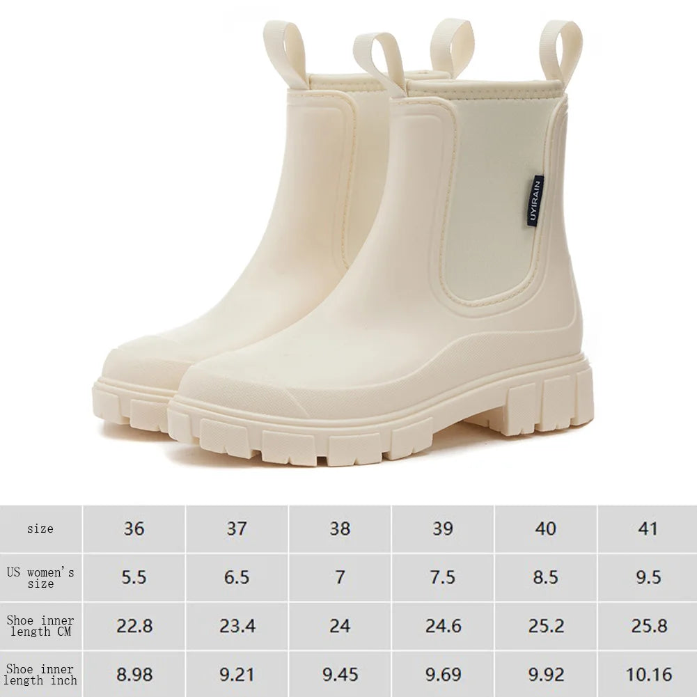 1 Pair Women Rain Boots New Fashion Mid Top Ankle Boots Women Waterproof Boots Portable Rain Shoes Non-slip Rubber Rainboots 장화