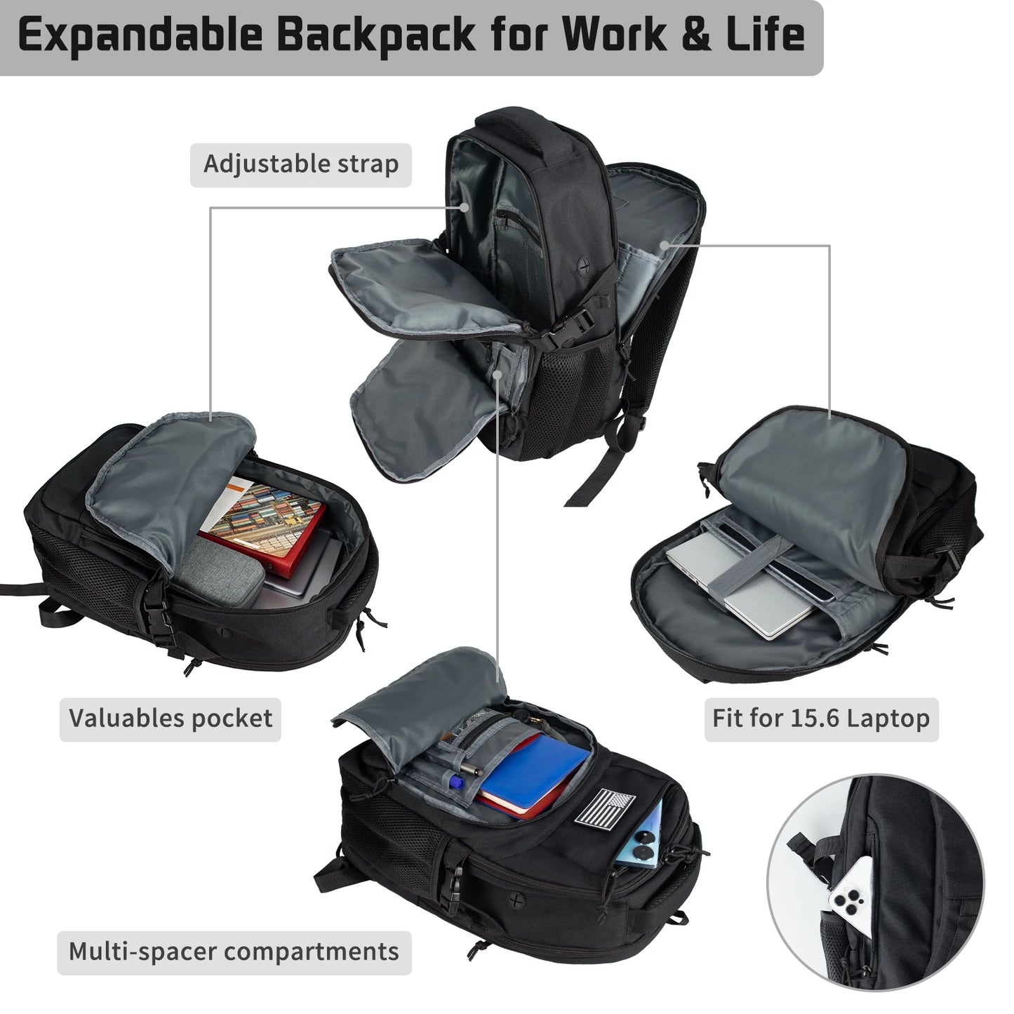 Multi-Functional Tactical Backpack – 50L / 35L / 25L | Waterproof & Large Capacity
