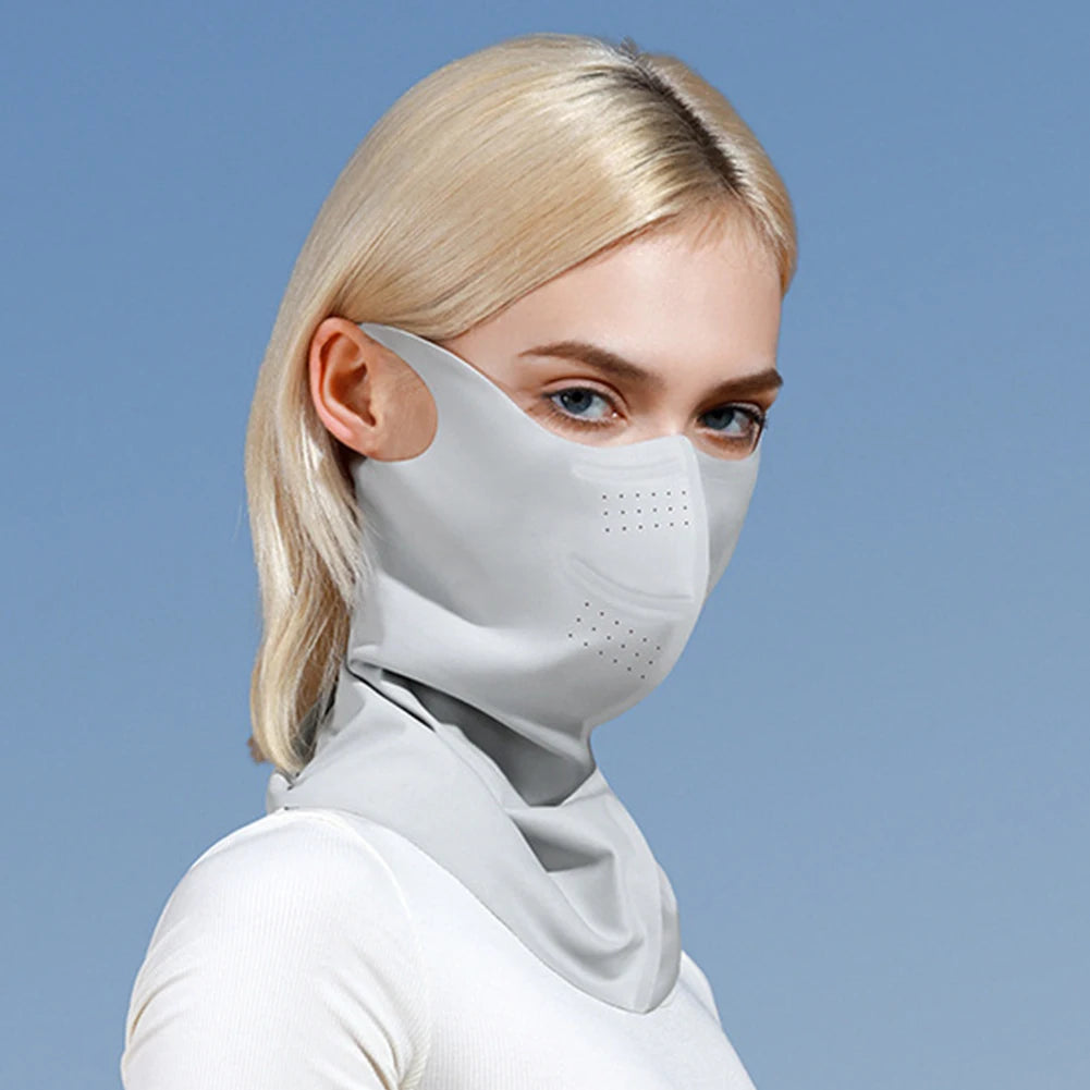 Summer UV Protection Sunscreen Mask Face Scarf Cycling Sunscreen Ice Silk Mask Face Cover Neck Wrap Cover Breathe Traceless Thin