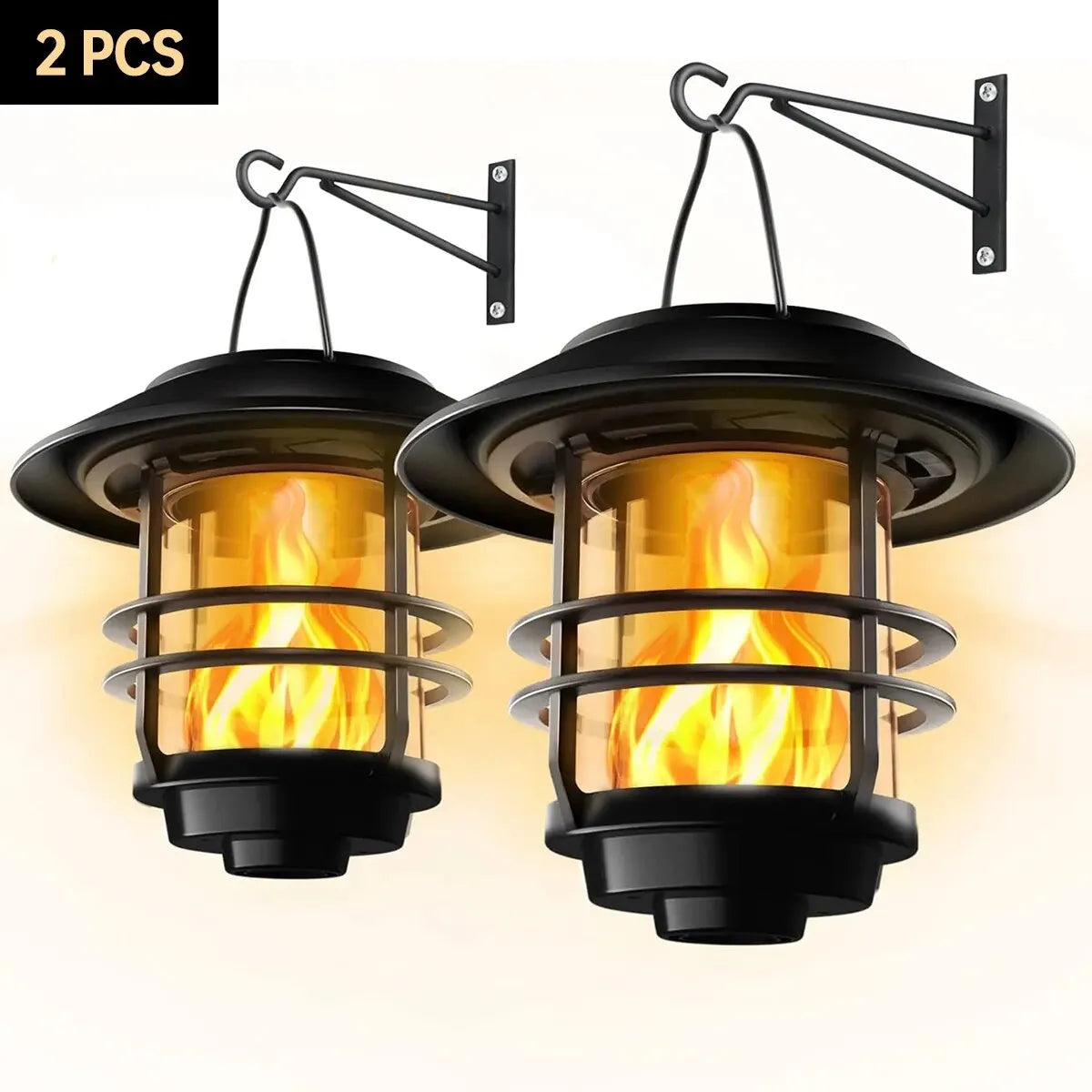1pc Solar Hanging Lantern with Flickering Flame Effect: