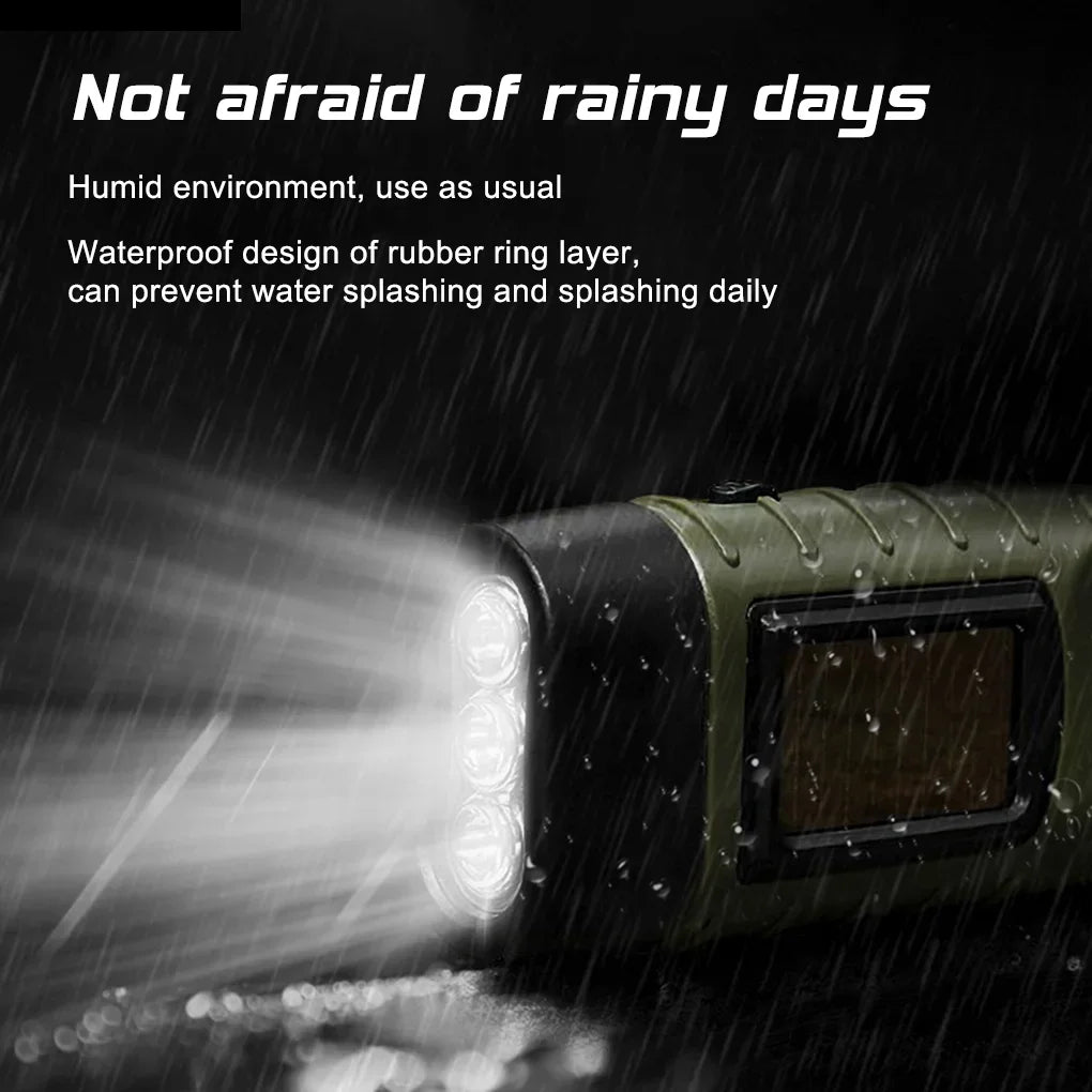 LED Hand Crank Solar Powered Flashlight: