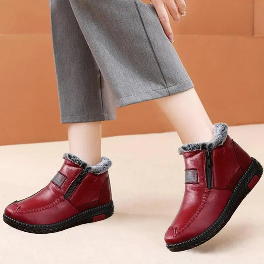 Winter Snow Boots Anti-Slip Female Winter Booties Waterproof Plush Lining Boots Thickened Zipper Cold Weather Shoes
