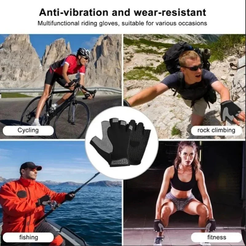 Gym Gloves Fingerless Gloves Anti-Slip Shock-Absorbing Breathable