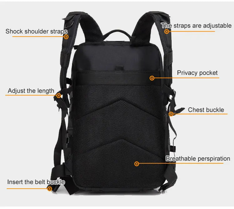 Multi-Functional Tactical Backpack – 50L / 35L / 25L | Waterproof & Large Capacity