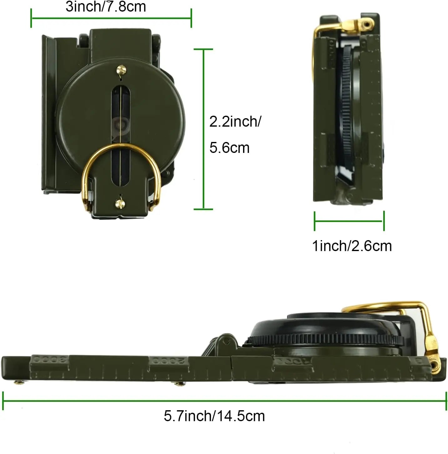military-style sighting compass, which is a popular tool