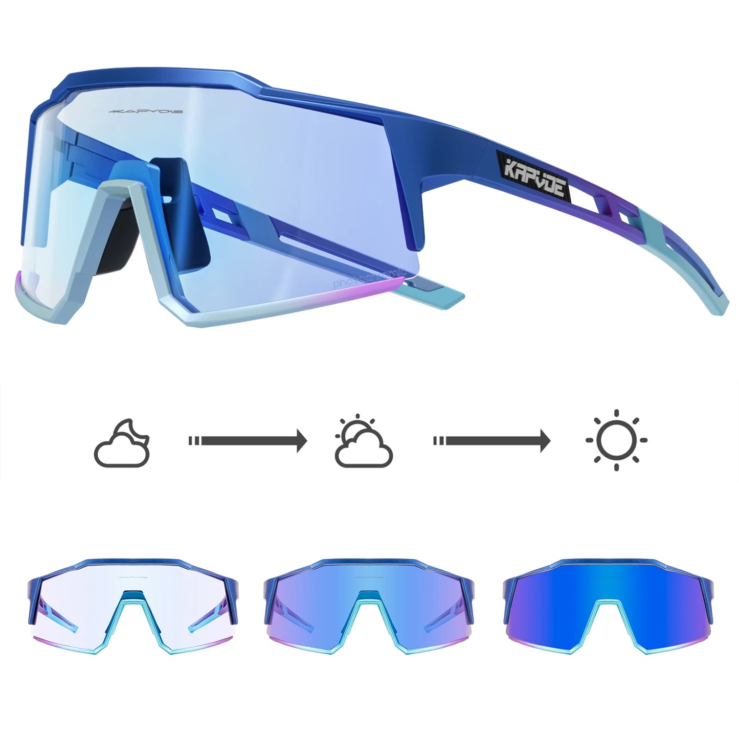 Kapvoe Photochromic Cycling Sunglasses for Men Cycl Glasses Mountain Bicycle Goggles Women Outdoor Sports Running UV400 Eyewear