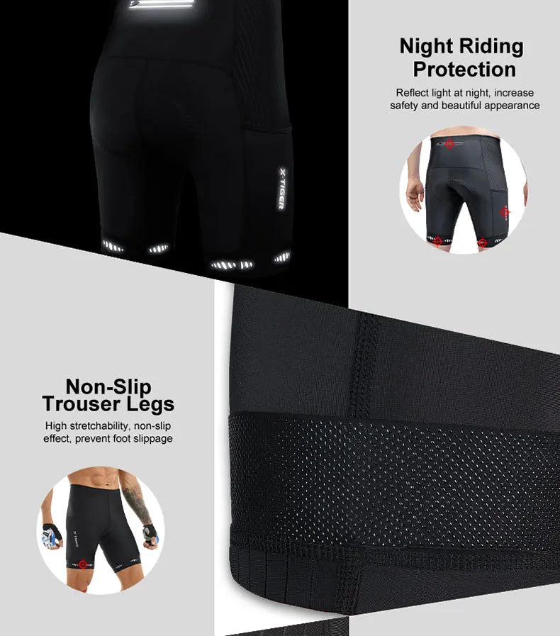 X-TIGER Men Cycling Shorts with Back Pocket