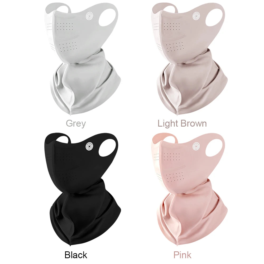 Summer UV Protection Sunscreen Mask Face Scarf Cycling Sunscreen Ice Silk Mask Face Cover Neck Wrap Cover Breathe Traceless Thin