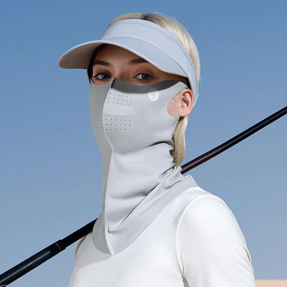 Summer UV Protection Sunscreen Mask Face Scarf Cycling Sunscreen Ice Silk Mask Face Cover Neck Wrap Cover Breathe Traceless Thin