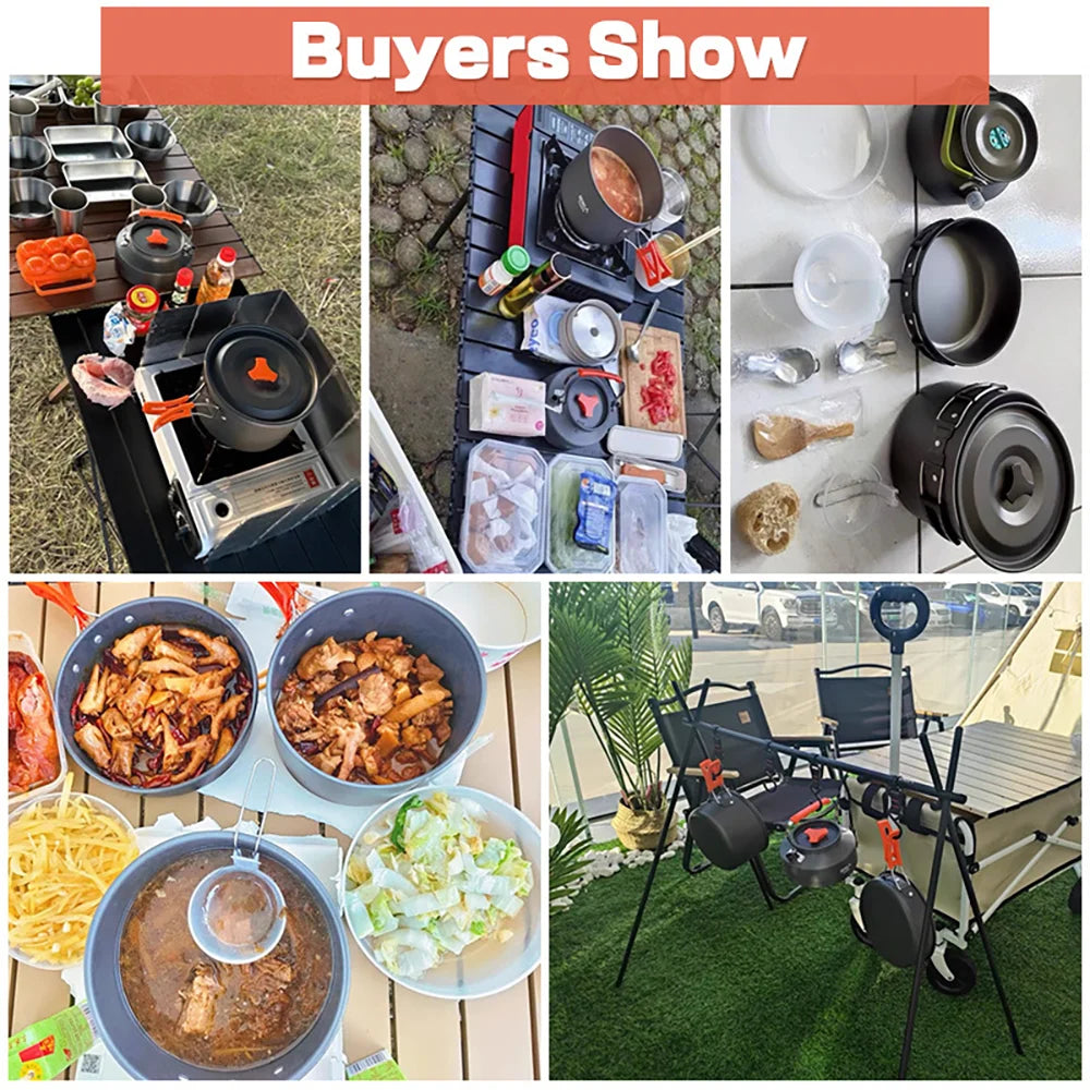 camping cookware set suitable for 2–3 people,