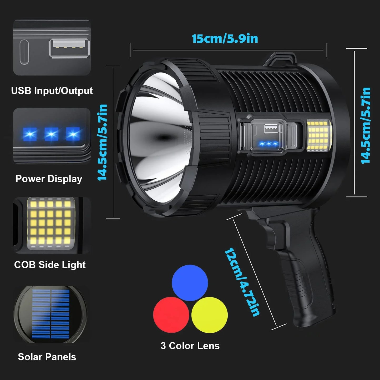 Rechargeable Spotlight - 900,000 Lumens