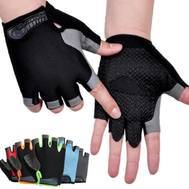 Gym Gloves Fingerless Gloves Anti-Slip Shock-Absorbing Breathable