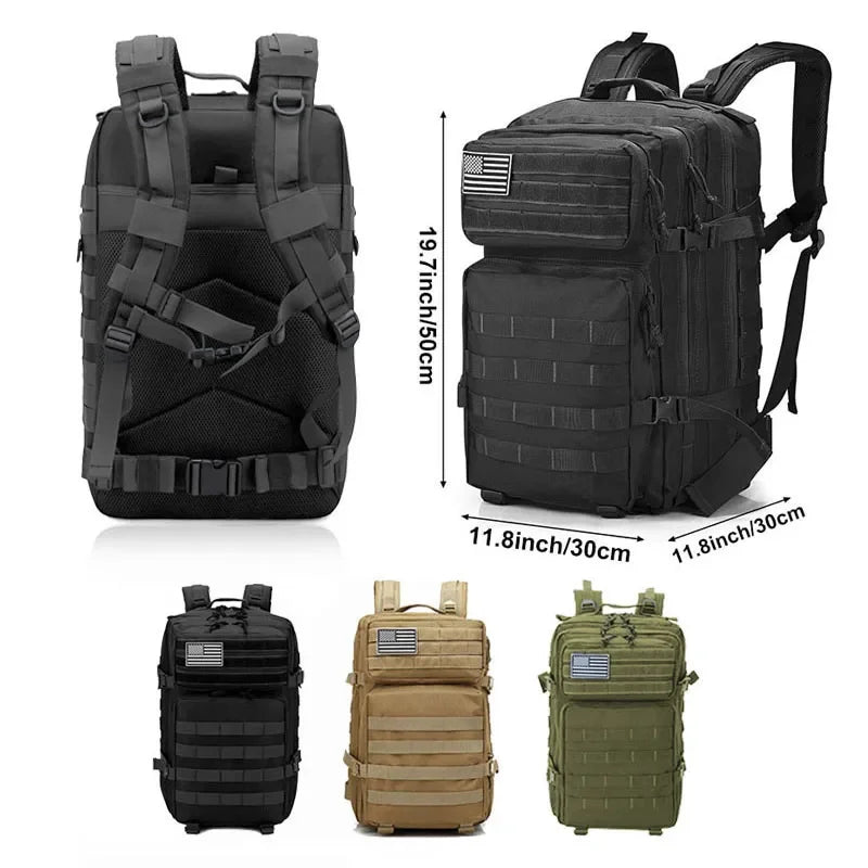 Multi-Functional Tactical Backpack – 50L / 35L / 25L | Waterproof & Large Capacity