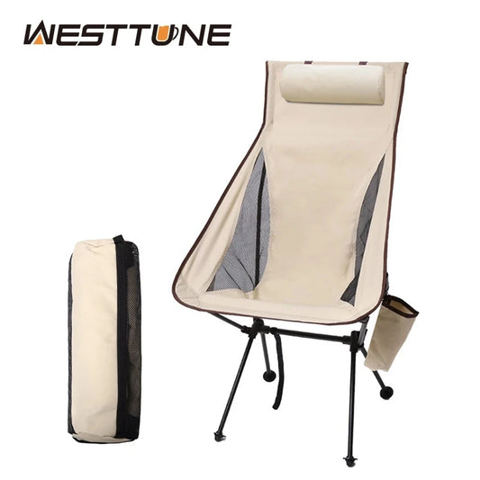 WESTTUNE Portable Folding Camping Chair with a headrest and aluminum alloy frame