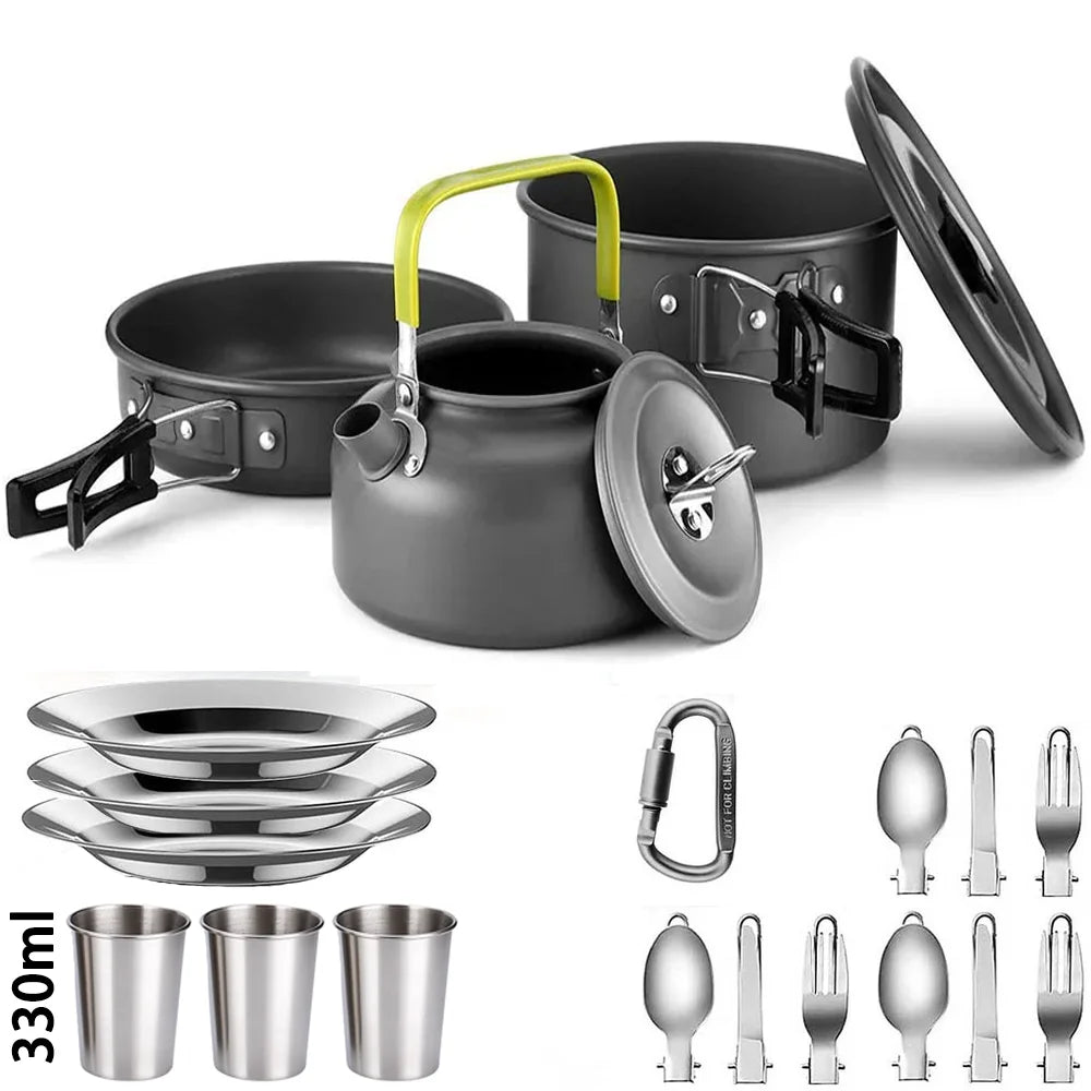 camping cookware set suitable for 2–3 people,