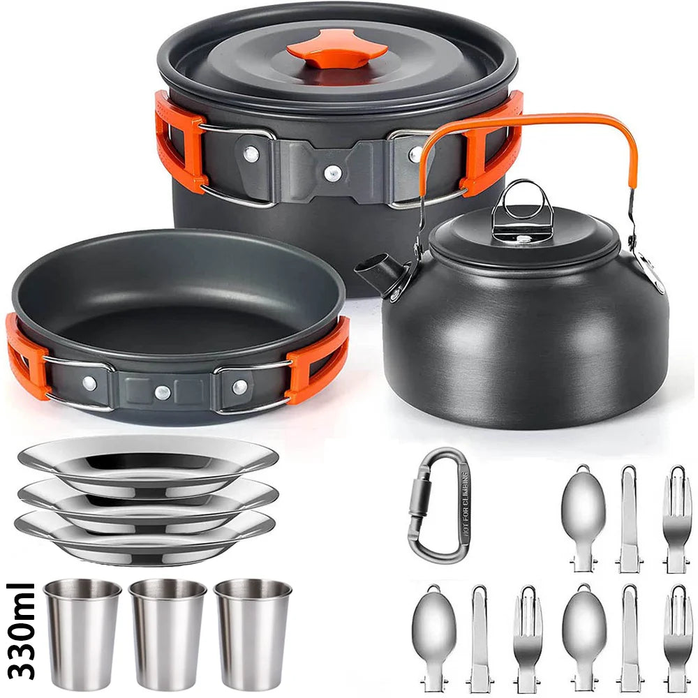 camping cookware set suitable for 2–3 people,