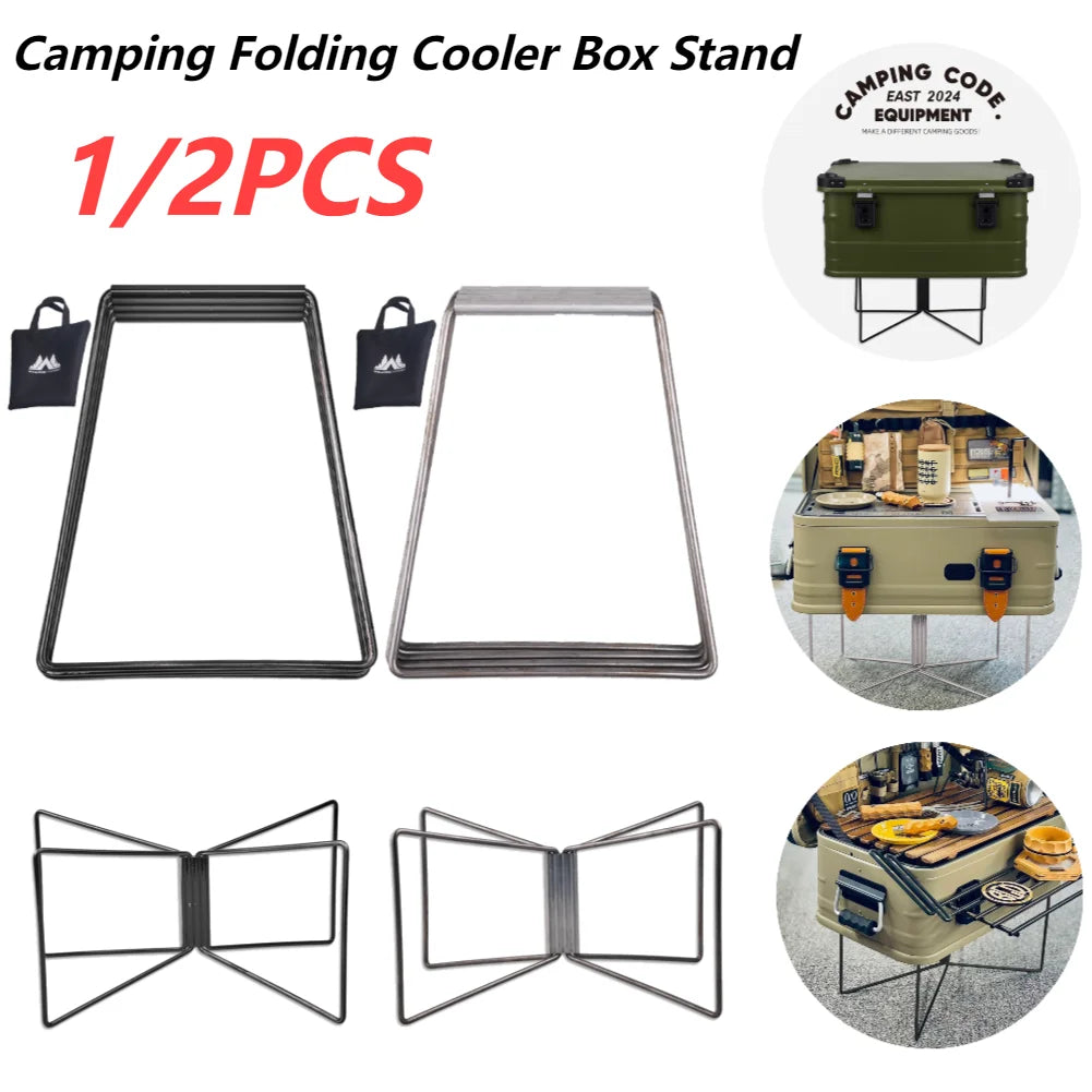 1 or 2-piece set of folding cooler box stands made of aluminum alloy,