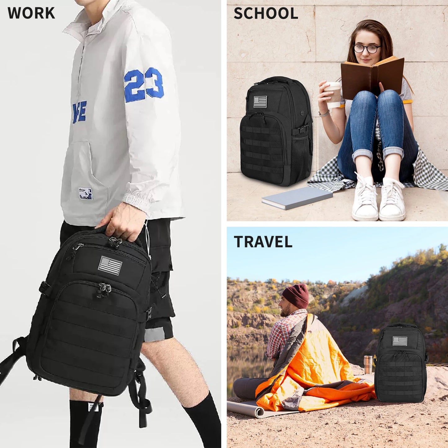 Multi-Functional Tactical Backpack – 50L / 35L / 25L | Waterproof & Large Capacity