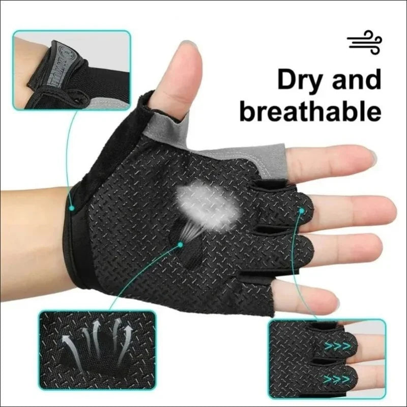 Gym Gloves Fingerless Gloves Anti-Slip Shock-Absorbing Breathable