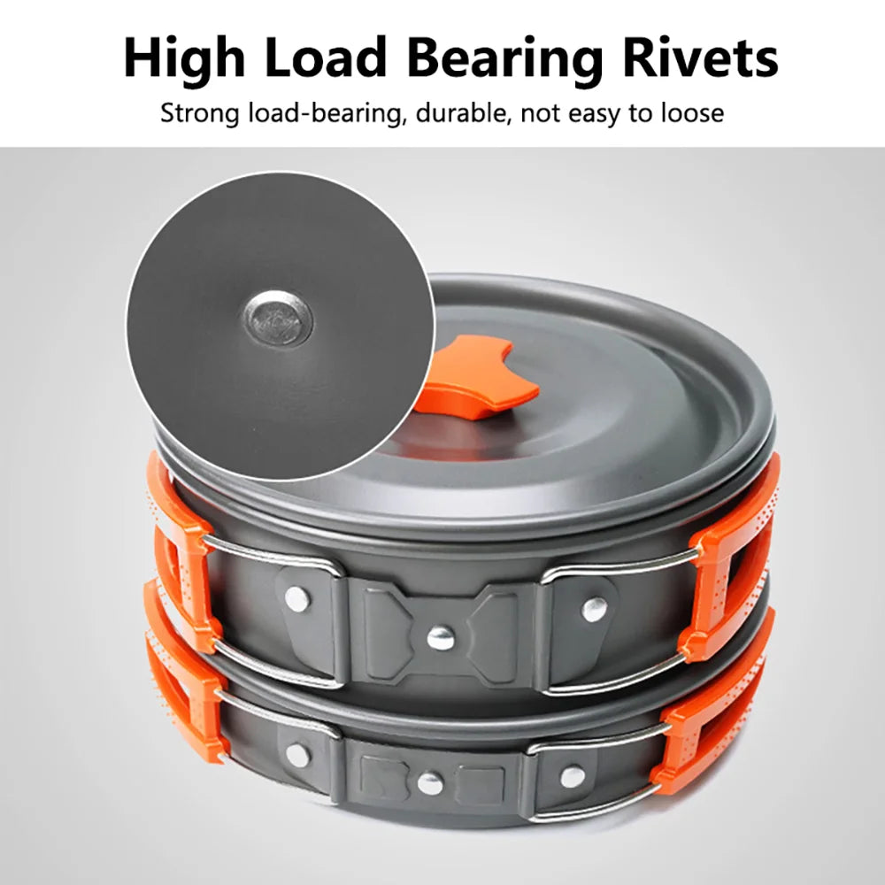 camping cookware set suitable for 2–3 people,