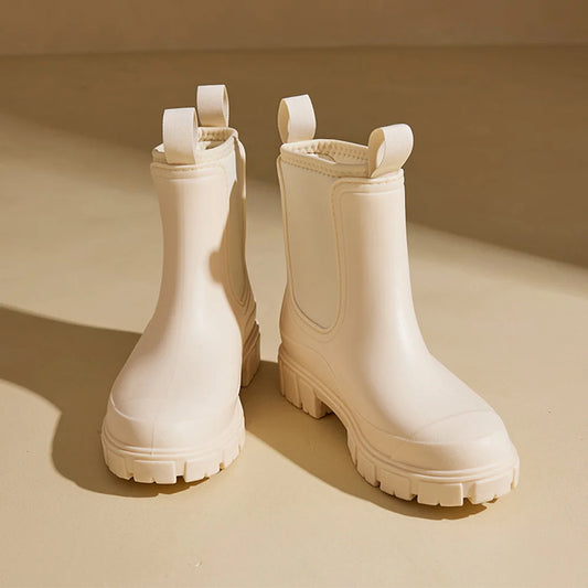 1 Pair Women Rain Boots New Fashion Mid Top Ankle Boots Women Waterproof Boots Portable Rain Shoes Non-slip Rubber Rainboots 장화