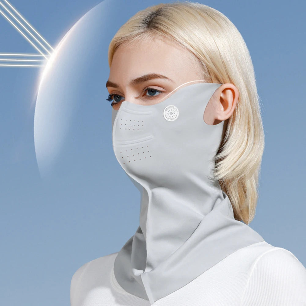 Summer UV Protection Sunscreen Mask Face Scarf Cycling Sunscreen Ice Silk Mask Face Cover Neck Wrap Cover Breathe Traceless Thin
