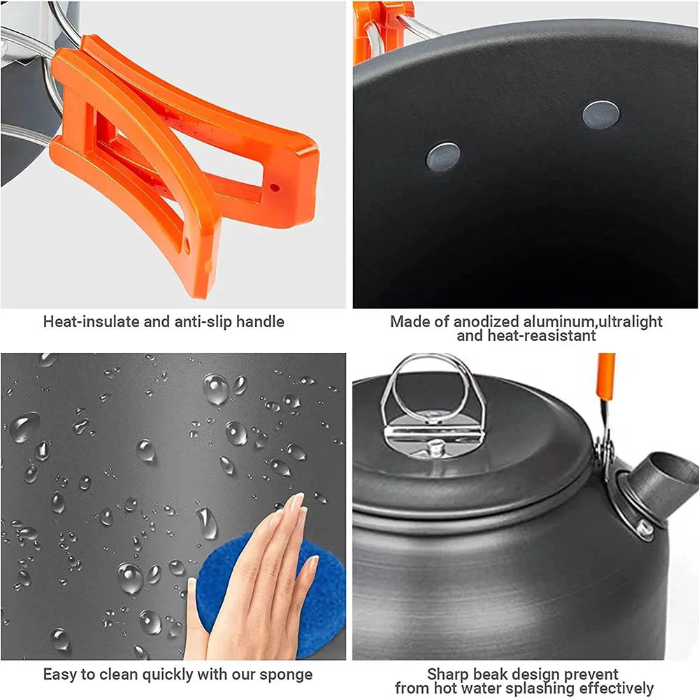 camping cookware set suitable for 2–3 people,