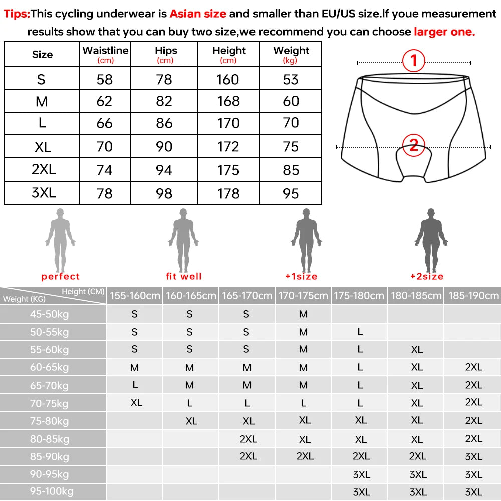 TIGER Men's Cycling Underwear Shorts with 5D Gel Pad: