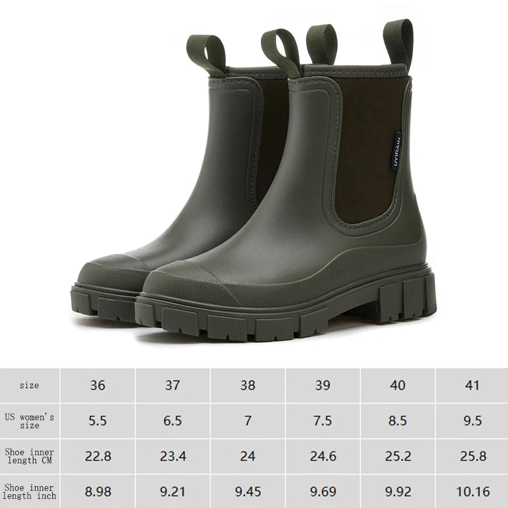 1 Pair Women Rain Boots New Fashion Mid Top Ankle Boots Women Waterproof Boots Portable Rain Shoes Non-slip Rubber Rainboots 장화