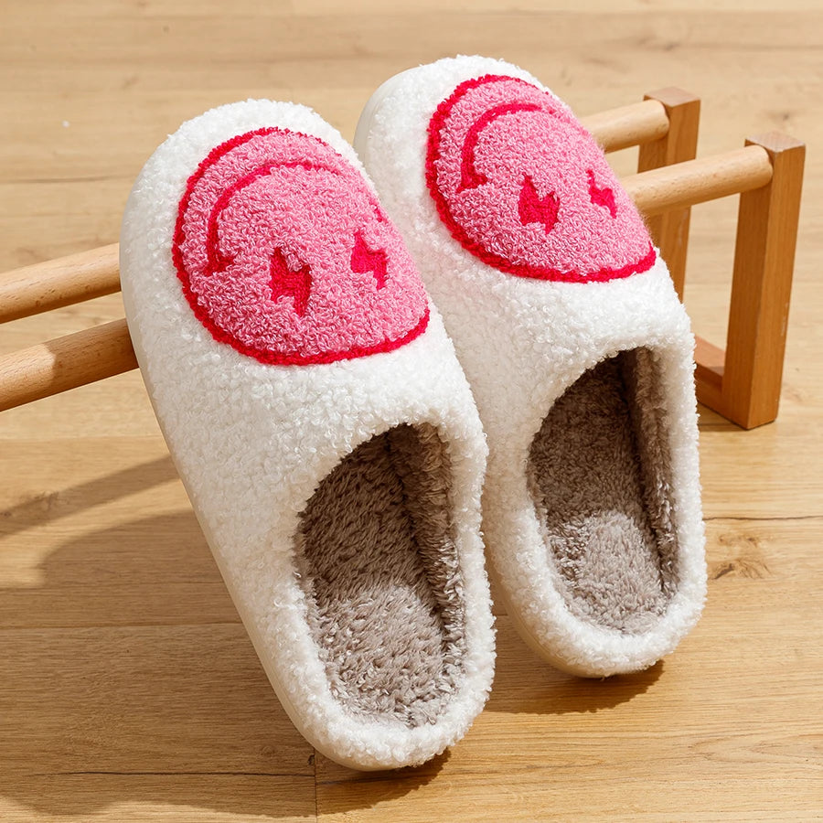 Clearance_Women Super Cute Lightning Smile Face Slippers House Funny Ladies Casual Footwear Winter Shoes Fluffy Slides for Home_