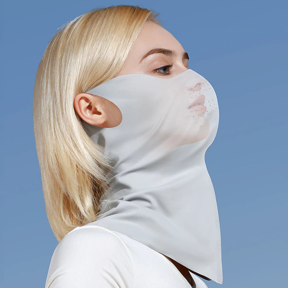 Summer UV Protection Sunscreen Mask Face Scarf Cycling Sunscreen Ice Silk Mask Face Cover Neck Wrap Cover Breathe Traceless Thin