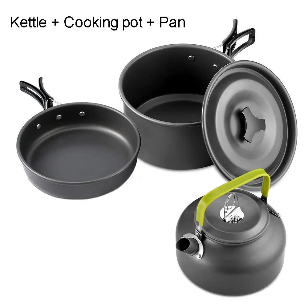 camping cookware set suitable for 2–3 people,