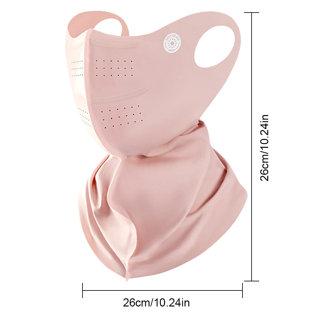 Summer UV Protection Sunscreen Mask Face Scarf Cycling Sunscreen Ice Silk Mask Face Cover Neck Wrap Cover Breathe Traceless Thin