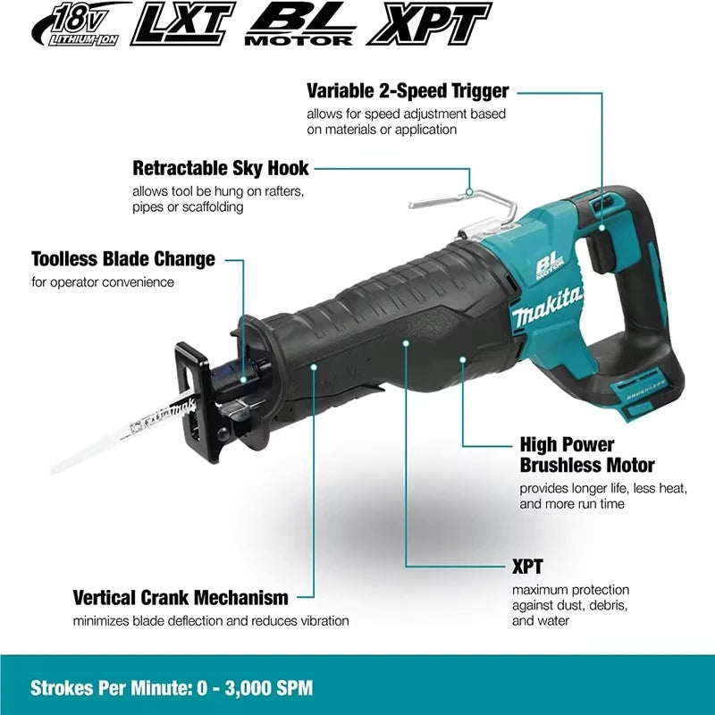 Makita 3000SPM Electric Brushless Reciprocating Saw: