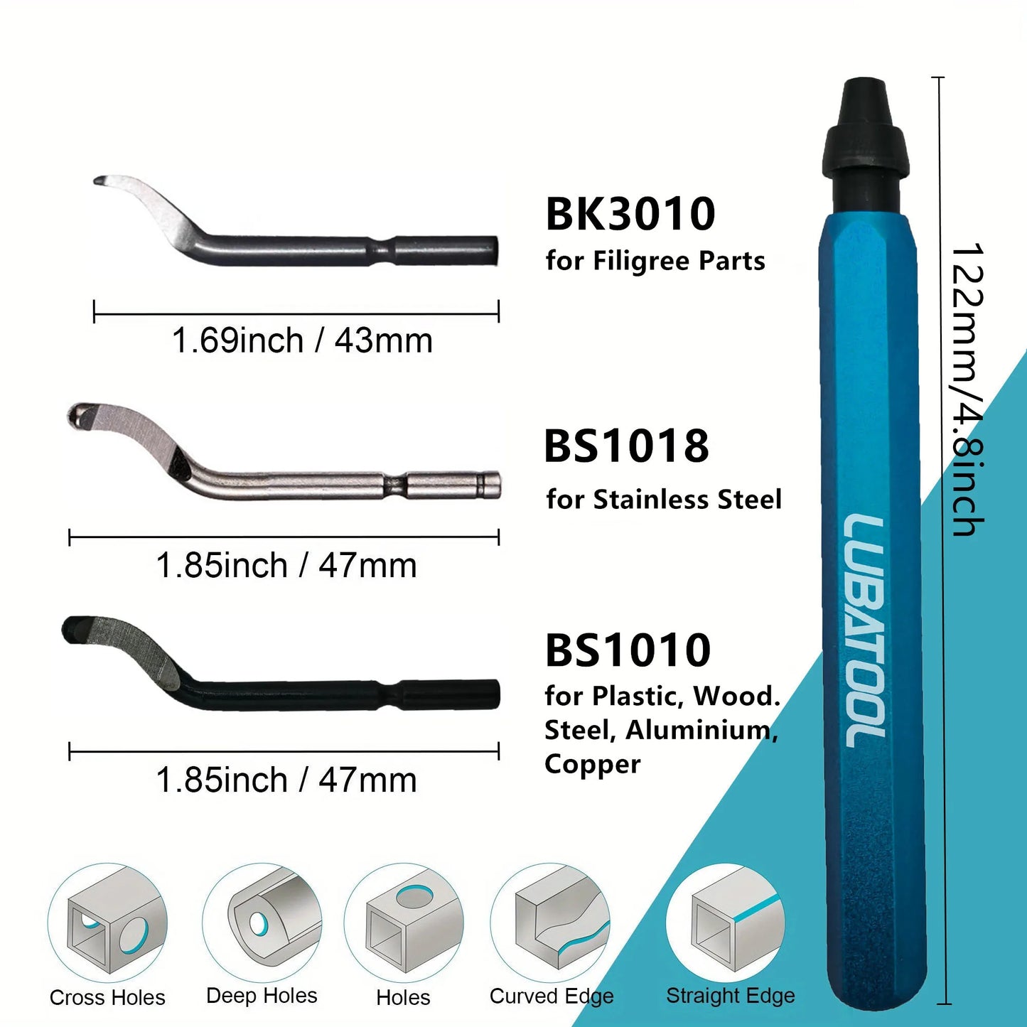 LUBATOOL Deburring Tool with 11 HSS Steel Blades: