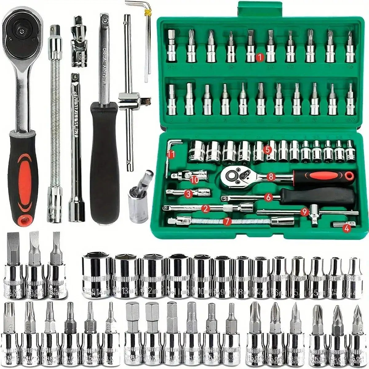 Car Repair Tool Kit – 46/53 Piece Socket & Ratchet Set