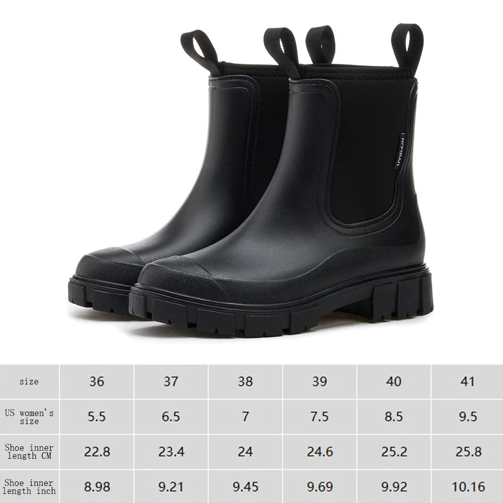 1 Pair Women Rain Boots New Fashion Mid Top Ankle Boots Women Waterproof Boots Portable Rain Shoes Non-slip Rubber Rainboots 장화