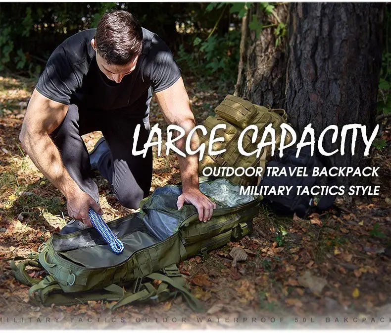 Multi-Functional Tactical Backpack – 50L / 35L / 25L | Waterproof & Large Capacity