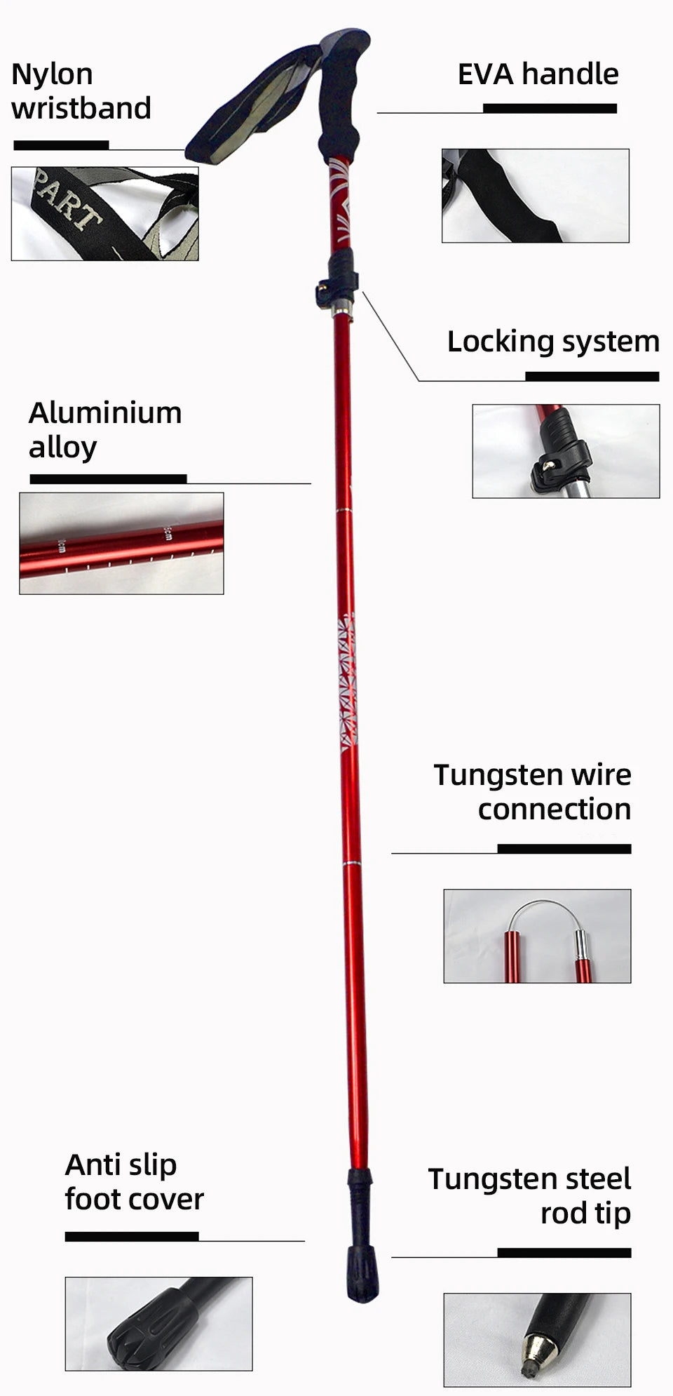 Lightweight, Foldable & Portable Walking Stick for CampingS