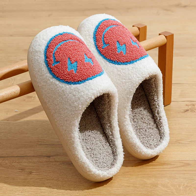 Clearance_Women Super Cute Lightning Smile Face Slippers House Funny Ladies Casual Footwear Winter Shoes Fluffy Slides for Home_
